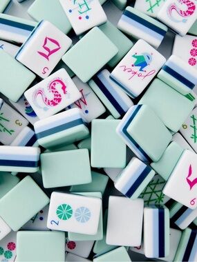 Seafoam Green, Navy, and Light Blue Mahjong Tiles